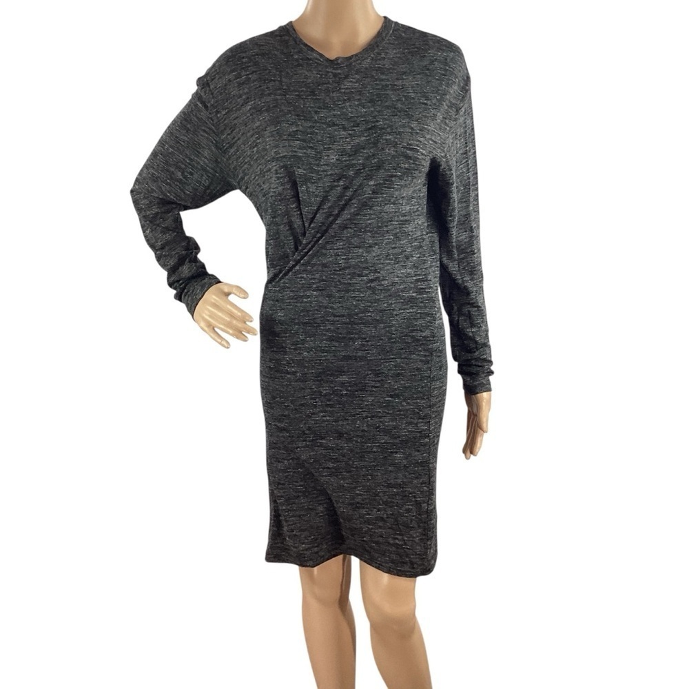 Isabel Marant Etoile Wilder Twist Front T-Shirt Dress Gray Long Sleeve Size 4